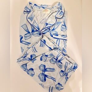 In My Sundays Women’s Blue Bow-Print Pajama Set